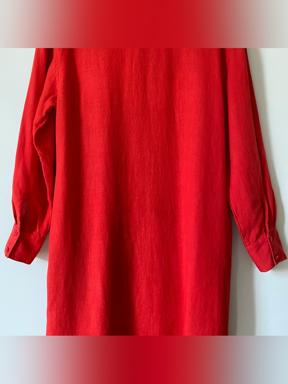 The Drop Fiona Red Linen Midi Shirt Dress Relaxed Button Down Duster Lagenlook M - Picture 12 of 15
